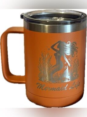 Mermaid 🧜🏼‍♀️ Lovers ~  Orange “Mermaid Life” Insulated Travel Mug